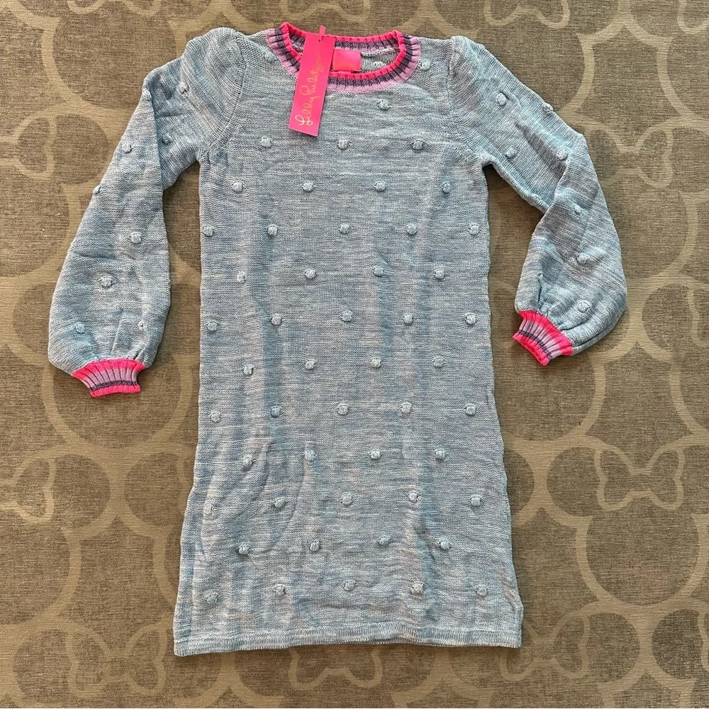 Lilly Pulitzer Mini Verna Blue knit sweater dress NWT Girls L 8/10